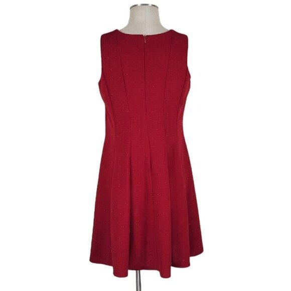 Danny Nicole Fit N Flare Dress Size 14 Sleeveless Back Zip Red Glitter Sparkle - Picture 4 of 10